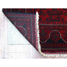 Load image into Gallery viewer, 3&#39;x9&#39;6&quot; Deep and Saturated Red, Afghan Khamyab with Geometric Design, Shiny Wool Hand Knotted, Wide Runner Oriental Rug FWR429246