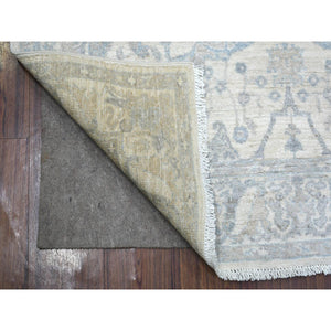 3'9"x6' Ivory Pure Wool Natural Dyes Hand Knotted, Stone Wash Peshawar Oriental Rug FWR429396