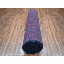 Load image into Gallery viewer, 2&#39;9&quot;x12&#39;5&quot; Deep and Saturated Red, Afghan Khamyab with Geometric Medallions Design, Soft and Shiny Wool Hand Knotted, Runner Oriental Rug FWR429408