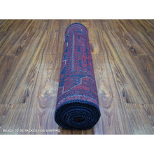 Load image into Gallery viewer, 2&#39;7&quot;x9&#39;7&quot; Deep and Saturated Red, Hand Knotted Afghan Khamyab with Geometric Design, Pure Wool, Runner Oriental Rug FWR429420