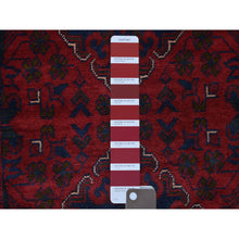 Load image into Gallery viewer, 2&#39;9&quot;x12&#39;5&quot; Deep and Saturated Red, Hand Knotted Afghan Khamyab with Geometric Medallions Design, Soft Wool, Runner Oriental Rug FWR429426