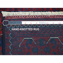 Load image into Gallery viewer, 2&#39;9&quot;x12&#39;5&quot; Deep and Saturated Red, Hand Knotted Afghan Khamyab with Geometric Medallions Design, Soft Wool, Runner Oriental Rug FWR429426