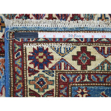 Load image into Gallery viewer, 2&#39;x2&#39;9&quot; Blue, Caucasian Super Kazak, Natural Dyes Densely Woven, Shiny and SoftÊWool Hand Knotted, Mat Oriental Rug FWR429528