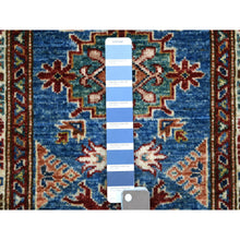 Load image into Gallery viewer, 2&#39;x3&#39; Blue, Ghazni Wool Hand Knotted, Afghan Super Kazak Natural Dyes Densely Woven, Mat Oriental Rug FWR429570