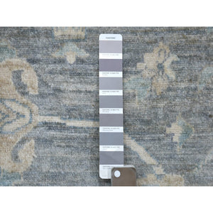 12'x14'6" Light Gray, Fine Peshawar with All Over Design Densely Woven, Soft Wool Hand Knotted, Oversized Oriental Rug FWR429582