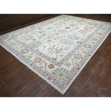 Load image into Gallery viewer, 11&#39;9&quot;x15&#39;9&quot; Ivory, Afghan Angora Oushak with All Over Design Natural Dyes, Hand Knotted Pure Wool, Oversized Oriental Rug FWR429768