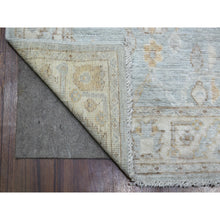 Load image into Gallery viewer, 2&#39;9&quot;x13&#39;9&quot; Silver Blue Angora Ushak Natural Dyes, Flowing And Open Design Serrated Leaf Border Afghan Wool Hand Knotted Runner Oriental Rug FWR429834