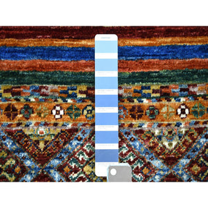2'x3'2" Colorful, Natural Dyes Densely Woven Soft Wool, Hand Knotted Afghan Super Kazak with Khorjin Design, Mat Oriental Rug FWR429972