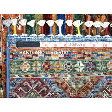 Load image into Gallery viewer, 2&#39;x3&#39;2&quot; Colorful, Hand Knotted Afghan Super Kazak with Khorjin Design, Natural Dyes Densely Woven Ghazni Wool, Mat Oriental Rug FWR429984