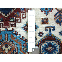 Load image into Gallery viewer, 4&#39;1&quot;x5&#39;8&quot; Ivory, Densely Woven Pure Wool Hand Knotted, Caucasian Super Kazak Natural Dyes, Oriental Rug FWR430122