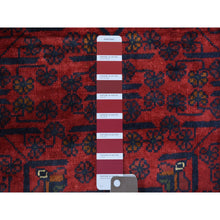 Load image into Gallery viewer, 3&#39;x6&#39;2&quot; Deep and Saturated Red, Hand Knotted Afghan Khamyab with Geometric Design Soft and Shiny Wool, Wide Runner Oriental Rug FWR430146