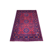 Load image into Gallery viewer, 3&#39;4&quot;x5&#39; Deep and Saturated Red, Velvety Wool Hand Knotted, Afghan Khamyab with Geometric Medallion Design, Oriental Rug FWR430152