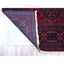 Load image into Gallery viewer, 3&#39;4&quot;x5&#39; Deep and Saturated Red, Velvety Wool Hand Knotted, Afghan Khamyab with Geometric Medallion Design, Oriental Rug FWR430152