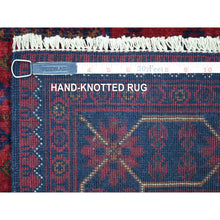 Load image into Gallery viewer, 3&#39;4&quot;x5&#39; Deep and Saturated Red, Velvety Wool Hand Knotted, Afghan Khamyab with Geometric Medallion Design, Oriental Rug FWR430152