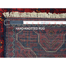 Load image into Gallery viewer, 2&#39;8&quot;x6&#39;6&quot; Deep and Saturated Red, Afghan Khamyab with Geometric Design, Soft Wool Hand Knotted, Runner Oriental Rug FWR430164