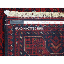 Load image into Gallery viewer, 2&#39;10&quot;x9&#39;9&quot; Deep and Saturated Red, Hand Knotted Afghan Khamyab with Geometric Design, Velvety Wool, Runner Oriental Rug FWR430188