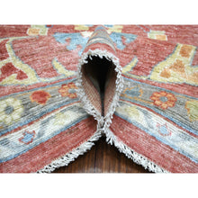 Load image into Gallery viewer, 12&#39;x14&#39;5&quot; Coral Red Natural Dyes Angora Oushak With Colorful Leaf Design, Afghan Wool Hand Knotted Oversized Oriental Rug FWR430488