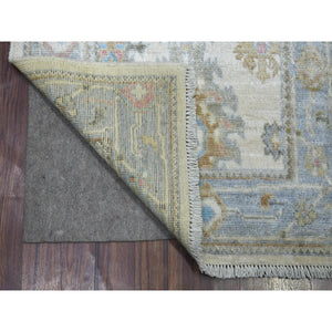 2'7"x17'9" Ivory All Over Design Natural Dyes, Afghan Wool Hand Knotted Angora Oushak XL Runner Oriental Rug FWR430578