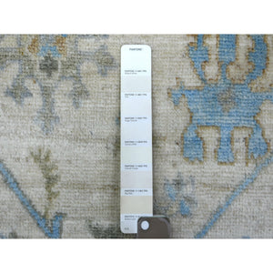 2'7"x17'9" Ivory All Over Design Natural Dyes, Afghan Wool Hand Knotted Angora Oushak XL Runner Oriental Rug FWR430578