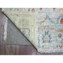 Load image into Gallery viewer, 2&#39;8&quot;x13&#39;7&quot; Cream Angora Oushak With Colorful Leaf Design Natural Dyes, Afghan Wool Hand Knotted Runner Oriental Rug FWR430590