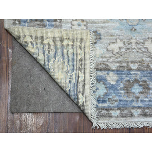 3'2"x10' Cream Angora Oushak Soft Colors With Leaf Design Natural Dyes, Afghan Wool Hand Knotted Runner Oriental Rug FWR430632