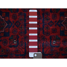 Load image into Gallery viewer, 5&#39;6&quot;x8&#39; Deep and Saturated Red, Afghan Khamyab with Geometric Design, Soft and Shiny Wool Hand Knotted, Oriental Rug FWR430656
