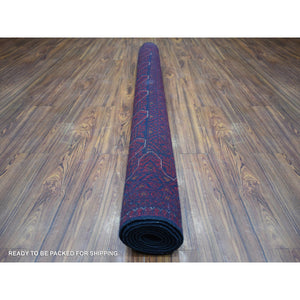 5'6"x8' Deep and Saturated Red, Afghan Khamyab with Geometric Design, Soft and Shiny Wool Hand Knotted, Oriental Rug FWR430656