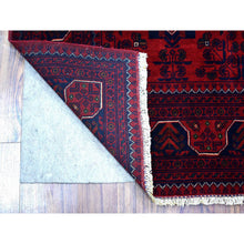 Load image into Gallery viewer, 4&#39;2&quot;x6&#39;2&quot; Deep and Saturated Red, Hand Knotted Afghan Khamyab with Geometric Design, Soft Wool, Oriental Rug FWR430782