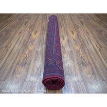 Load image into Gallery viewer, 4&#39;2&quot;x6&#39;2&quot; Deep and Saturated Red, Hand Knotted Afghan Khamyab with Geometric Design, Soft Wool, Oriental Rug FWR430782