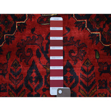 Load image into Gallery viewer, 3&#39;5&quot;x5&#39; Deep and Saturated Red, Afghan Khamyab with Large Medallion Design, Soft and Shiny Wool Hand Knotted, Oriental Rug FWR430800