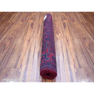 3'5"x5' Deep and Saturated Red, Afghan Khamyab with Large Medallion Design, Soft and Shiny Wool Hand Knotted, Oriental Rug FWR430800