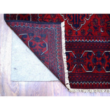 Load image into Gallery viewer, 2&#39;9&quot;x12&#39;10&quot; Deep and Saturated Red, Afghan Khamyab with Large Tribal Medallions Design, Soft and Shiny Wool Hand Knotted, Runner Oriental Rug FWR430872