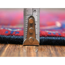 Load image into Gallery viewer, 2&#39;8&quot;x12&#39;9&quot; Deep and Saturated Red with Touches of Navy Blue, Afghan Khamyab with Geometric Medallion, Soft Wool Hand Knotted, Runner Oriental Rug FWR430890