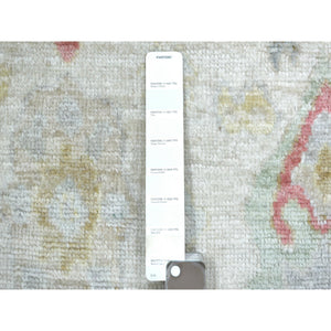 4'2"x5'7" Ivory Hand Knotted Angora Oushak All Over Motifs Natural Dyes, Afghan Wool Oriental Rug FWR431262