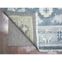 Load image into Gallery viewer, 3&#39;x11&#39;7&quot; Charcoal Gray Angora Oushak With Colorful Leaf Design Natural Dyes, Afghan Wool Hand Knotted Runner Oriental Rug FWR431298