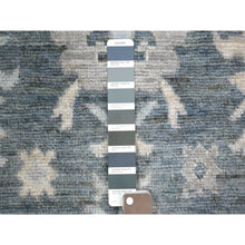 Load image into Gallery viewer, 3&#39;x11&#39;7&quot; Charcoal Gray Angora Oushak With Colorful Leaf Design Natural Dyes, Afghan Wool Hand Knotted Runner Oriental Rug FWR431298