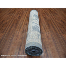 Load image into Gallery viewer, 3&#39;x11&#39;7&quot; Charcoal Gray Angora Oushak With Colorful Leaf Design Natural Dyes, Afghan Wool Hand Knotted Runner Oriental Rug FWR431298