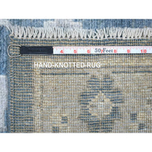 Load image into Gallery viewer, 3&#39;x11&#39;7&quot; Charcoal Gray Angora Oushak With Colorful Leaf Design Natural Dyes, Afghan Wool Hand Knotted Runner Oriental Rug FWR431298