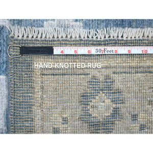 3'x11'7" Charcoal Gray Angora Oushak With Colorful Leaf Design Natural Dyes, Afghan Wool Hand Knotted Runner Oriental Rug FWR431298
