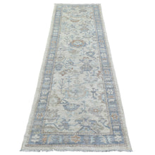 Load image into Gallery viewer, 2&#39;10&quot;x9&#39;5&quot; Ivory Natural Dyes Angora Oushak With Colorful Leaf Design, Afghan Wool Hand Knotted Runner Oriental Rug FWR431346