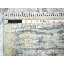 Load image into Gallery viewer, 2&#39;10&quot;x9&#39;5&quot; Ivory Natural Dyes Angora Oushak With Colorful Leaf Design, Afghan Wool Hand Knotted Runner Oriental Rug FWR431346