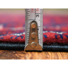 Load image into Gallery viewer, 2&#39;10&quot;x9&#39;4&quot; Deep and Saturated Red With Geometric Design Hand Knotted Afghan Khamyab, Velvety Wool Runner Oriental Rug FWR431418