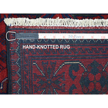 Load image into Gallery viewer, 2&#39;9&quot;x9&#39;7&quot; Deep and Saturated Red Tribal Design Velvety Wool, Afghan Khamyab Hand Knotted Runner Oriental Rug FWR431424