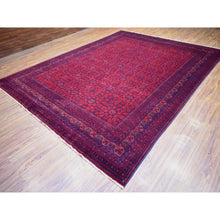 Load image into Gallery viewer, 10&#39;x12&#39;10&quot; Deep and Saturated Red Hand Knotted, Pure Wool Afghan Khamyab, Geometric Medallions Design Oriental Rug FWR431490