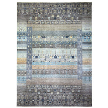 Load image into Gallery viewer, 10&#39;x13&#39;8&quot; Space Gray, Afghan Kashkuli Gabbeh Design, Natural Dyes Fine Weave, Soft Wool Hand Knotted, Oriental Rug FWR431502