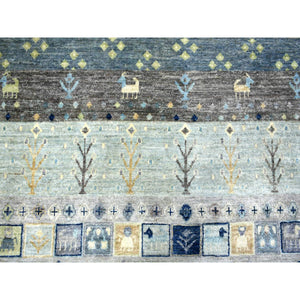 10'x13'8" Space Gray, Afghan Kashkuli Gabbeh Design, Natural Dyes Fine Weave, Soft Wool Hand Knotted, Oriental Rug FWR431502