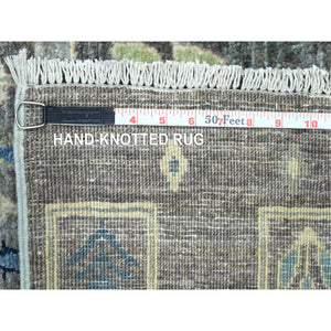 10'x13'8" Space Gray, Afghan Kashkuli Gabbeh Design, Natural Dyes Fine Weave, Soft Wool Hand Knotted, Oriental Rug FWR431502