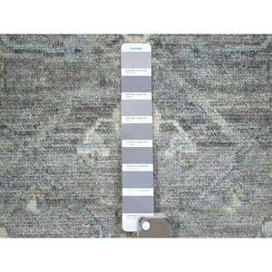 3'x4'10" Charcoal Gray Angora Oushak Afghan Wool Flowing And Open Design Natural Dyes, Hand Knotted Oriental Rug FWR431604