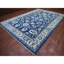 Load image into Gallery viewer, 10&#39;x14&#39;2&quot; Denim Blue, Hand Knotted Fine Peshawar with All Over Heriz Design, Densely Woven Soft Wool, Oriental Rug FWR431670