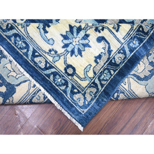 10'x14'2" Denim Blue, Hand Knotted Fine Peshawar with All Over Heriz Design, Densely Woven Soft Wool, Oriental Rug FWR431670